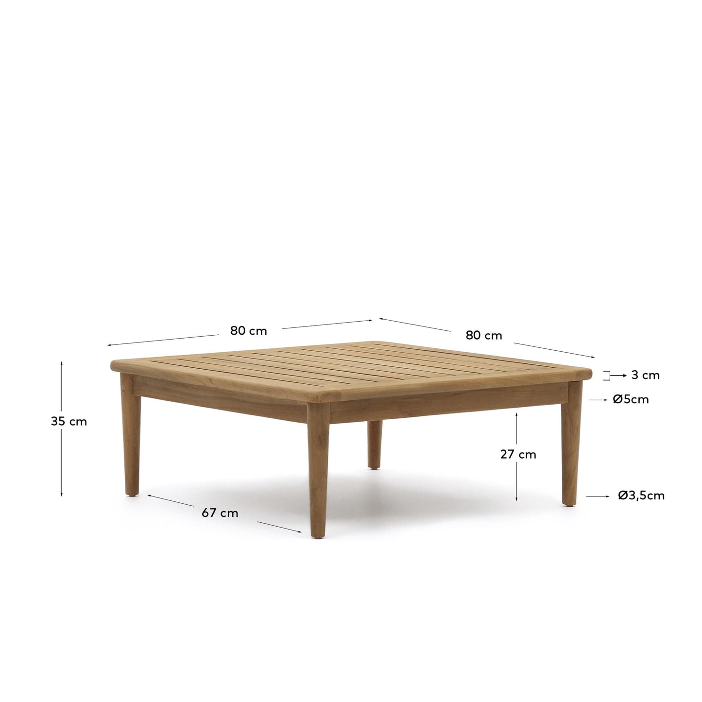 Tavolino Portitxol in legno massiccio di teak 80 x 80 cm