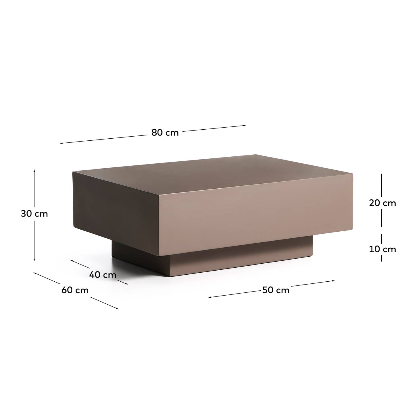 Tavolino Rustella in cemento marrone 80 x 60 cm