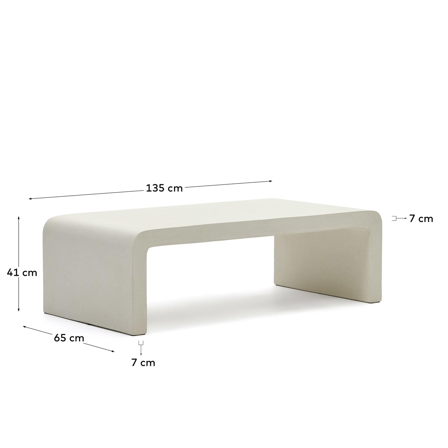 Tavolino Aiguablava in cemento bianco 135 x 65 cm