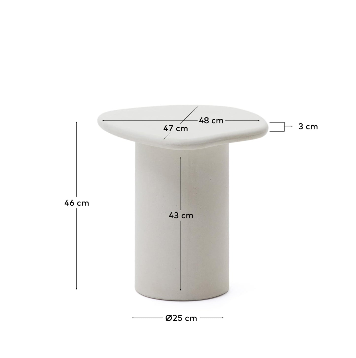 Tavolino da appoggio Macarella in cemento bianco 48 x 47 cm