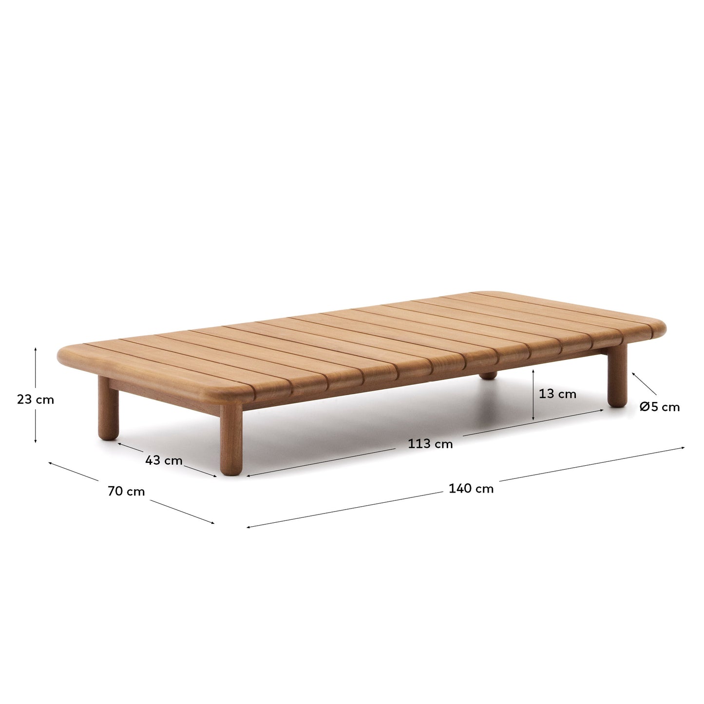 Tavolino da salotto Turqueta in legno massiccio di teak 140 x 70 cm