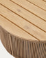 Tavolino Dandara in acciaio, corda beige e gambe in legno massiccio di acacia Ø60 cm