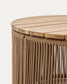 Tavolino Dandara in acciaio, corda beige e gambe in legno massiccio di acacia Ø60 cm