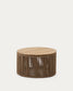 Tavolino Dandara in acciaio, corda beige e gambe in legno massiccio di acacia Ø60 cm