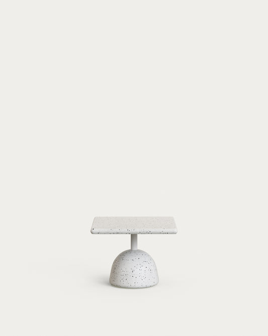Tavolino Saura in terrazzo bianco con piano in terrazzo bianco 32 x 48 x 48 cm