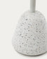 Tavolino Saura in terrazzo bianco con piano in acacia naturale 32 x Ø 55 cm