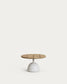 Tavolino Saura in terrazzo bianco con piano in acacia naturale 32 x Ø 55 cm