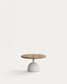 Tavolino Saura in terrazzo bianco con piano in acacia naturale 32 x Ø 55 cm