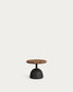 Tavolino Saura con piano in acacia finitura noce e base in cemento nero Ø 43x35cm
