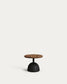 Tavolino Saura con piano in acacia finitura noce e base in cemento nero Ø 43x35cm