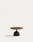 Tavolino Saura con piano in acacia finitura noce e base in cemento nero Ø 55x35cm