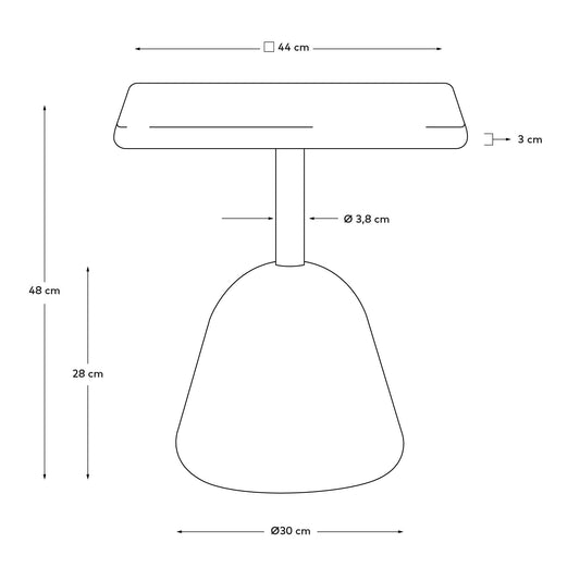 Tavolino Saura con piano in terrazzo bianco e base in terrazzo bianco 44x44x48cm