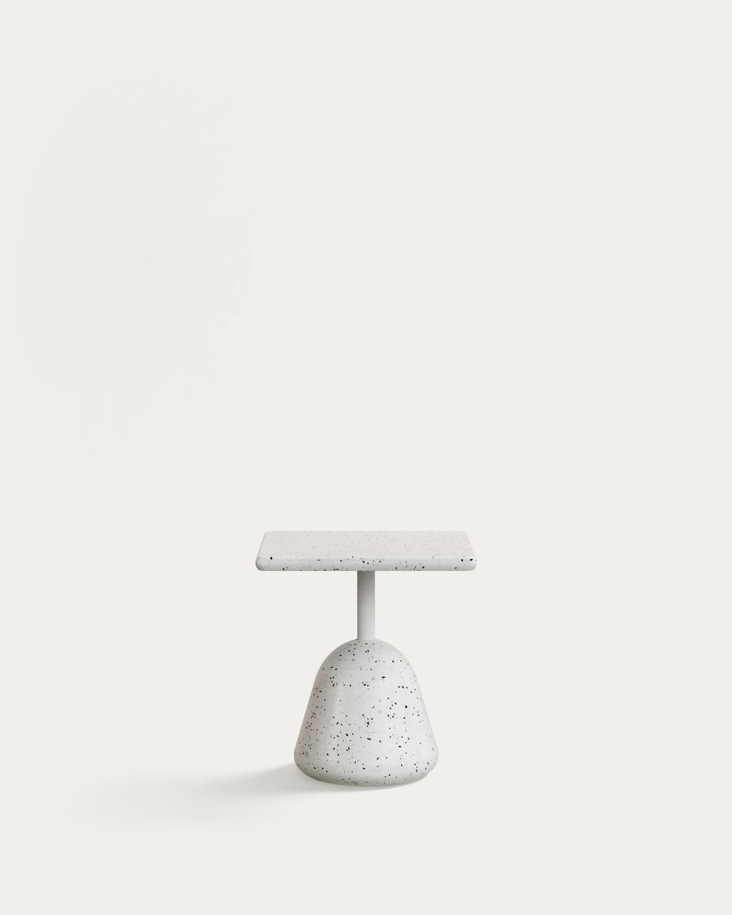 Tavolino Saura con piano in terrazzo bianco e base in terrazzo bianco 44x44x48cm