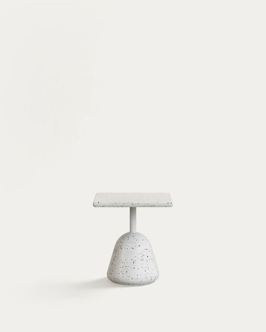 Tavolino Saura con piano in terrazzo bianco e base in terrazzo bianco 44x44x48cm