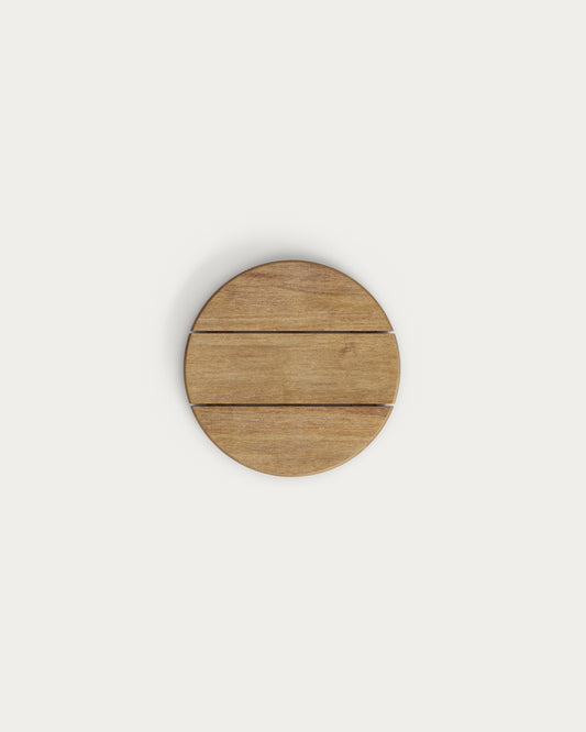 Tavolino Saura in metallo nero con piano in acacia naturale 45 x Ø 43 cm