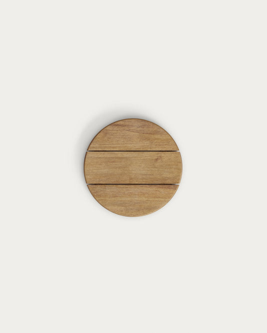 Tavolino Saura in metallo nero con piano in acacia naturale 45 x Ø 43 cm