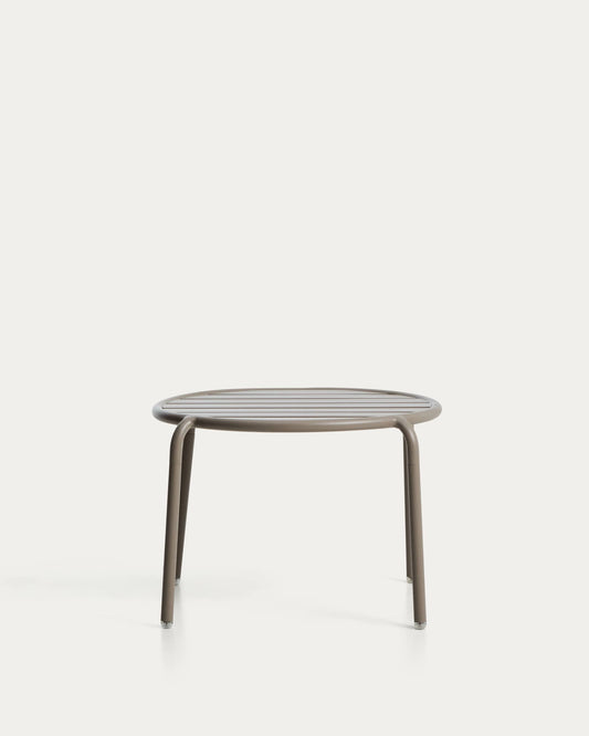 Tavolino da appoggio per esterni Joncols in alluminio verniciato tortora Ø 60 cm