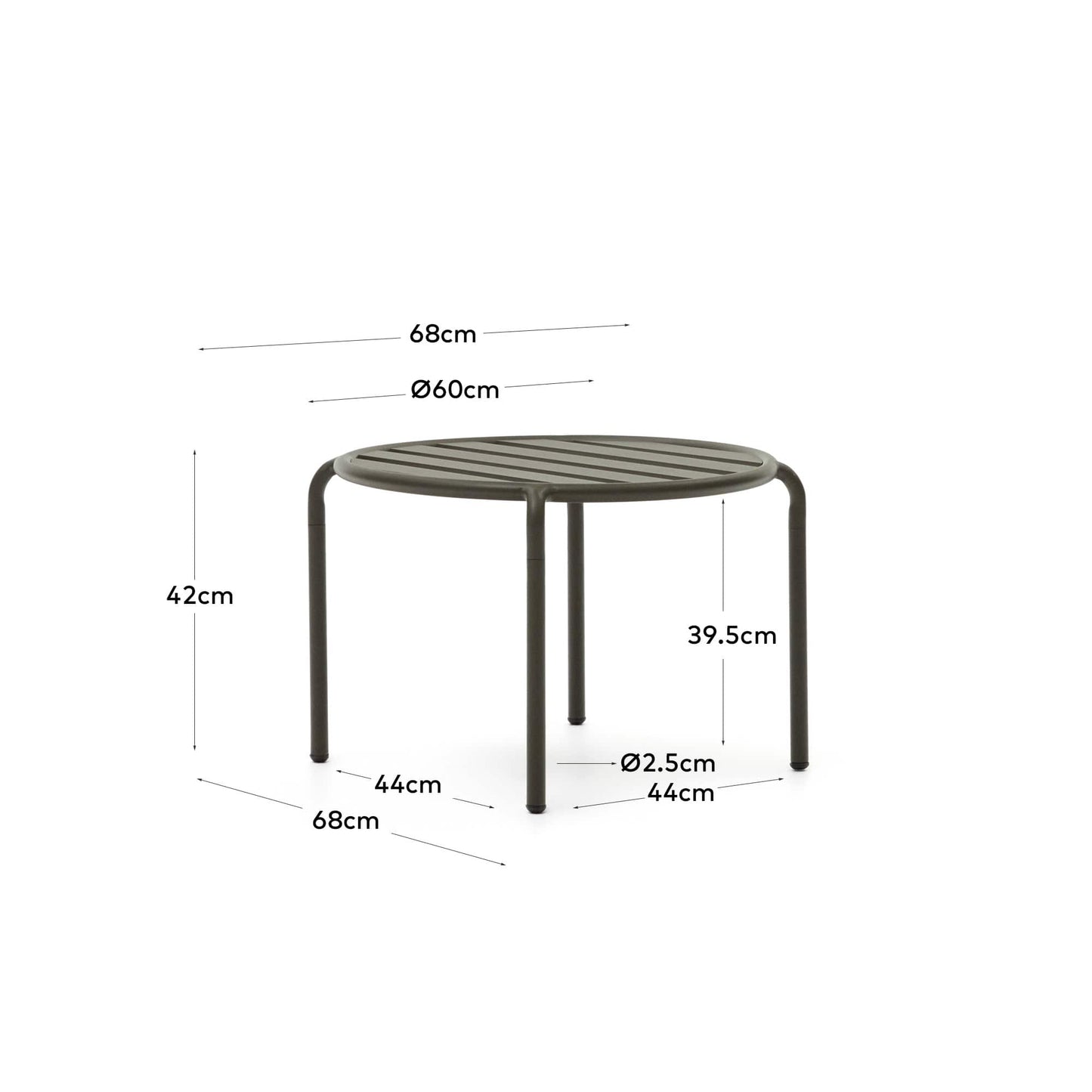 Tavolino da esterno Joncols in alluminio verniciato verde Ø 60 cm