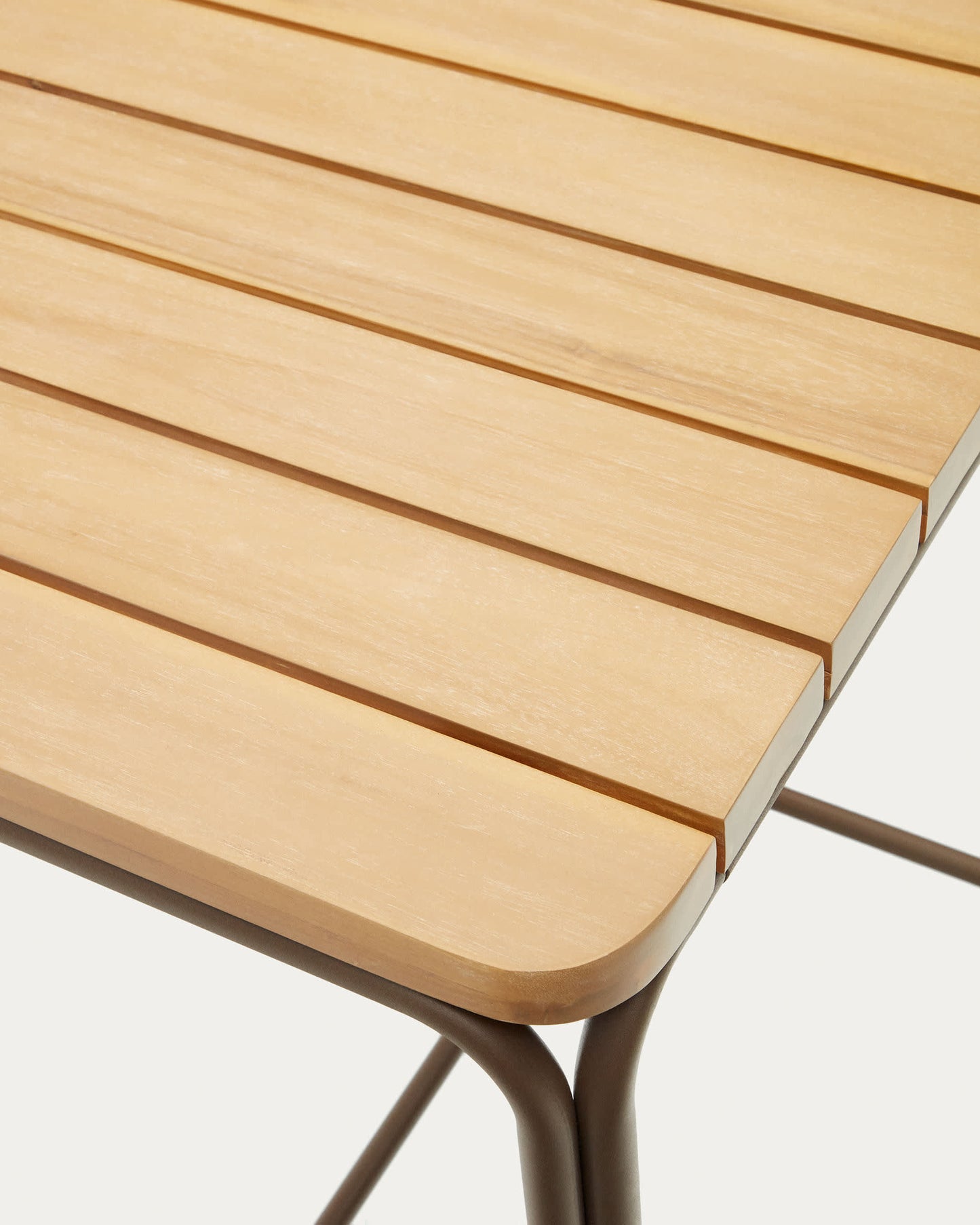 Tavolo alto esterni Salguer legno massello acacia acciaio marrone 70 x 70 cm