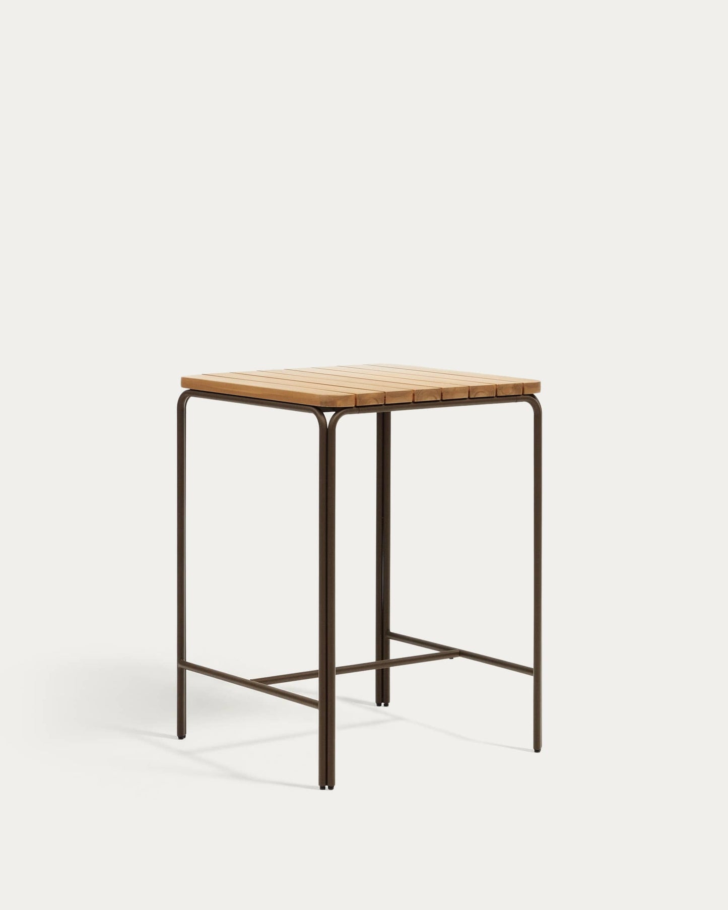 Tavolo alto esterni Salguer legno massello acacia acciaio marrone 70 x 70 cm