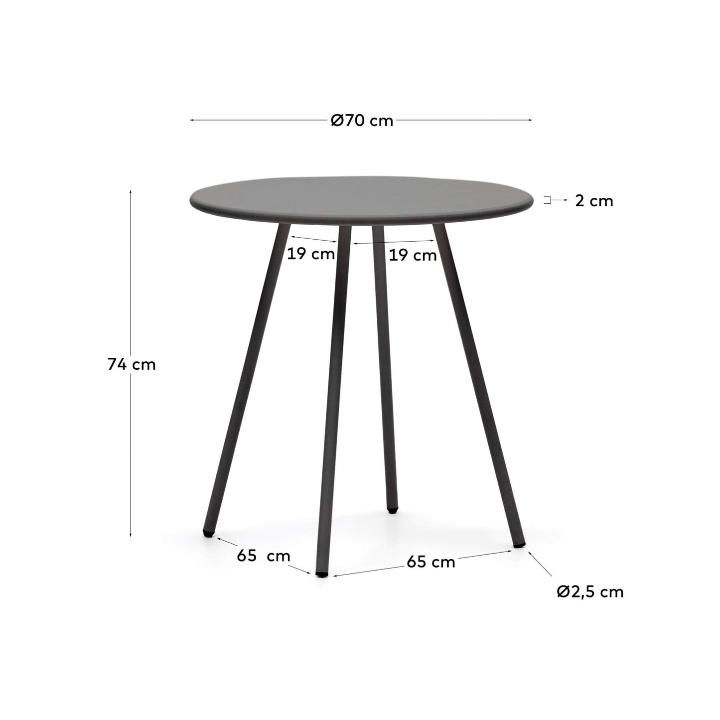 Tavolo rotondo da esterno Montjoi in acciaio finitura grigio Ø 70 cm