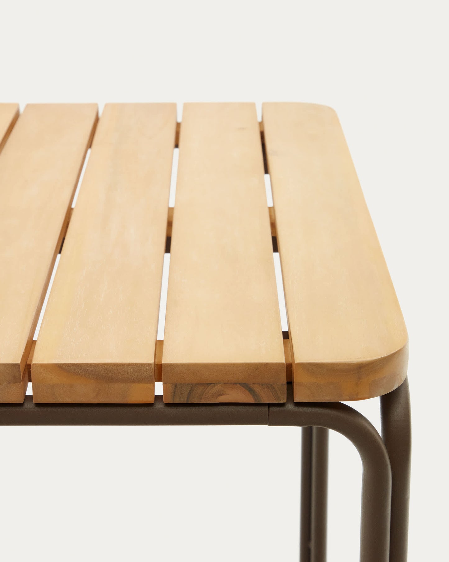 Tavolo alto esterni Salguer legno massello acacia acciaio marrone 140 x 70 cm