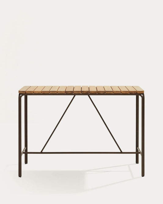Tavolo alto esterni Salguer legno massello acacia acciaio marrone 140 x 70 cm