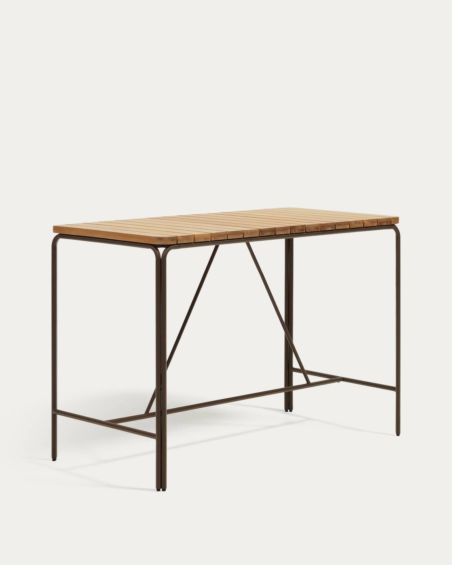 Tavolo alto esterni Salguer legno massello acacia acciaio marrone 140 x 70 cm