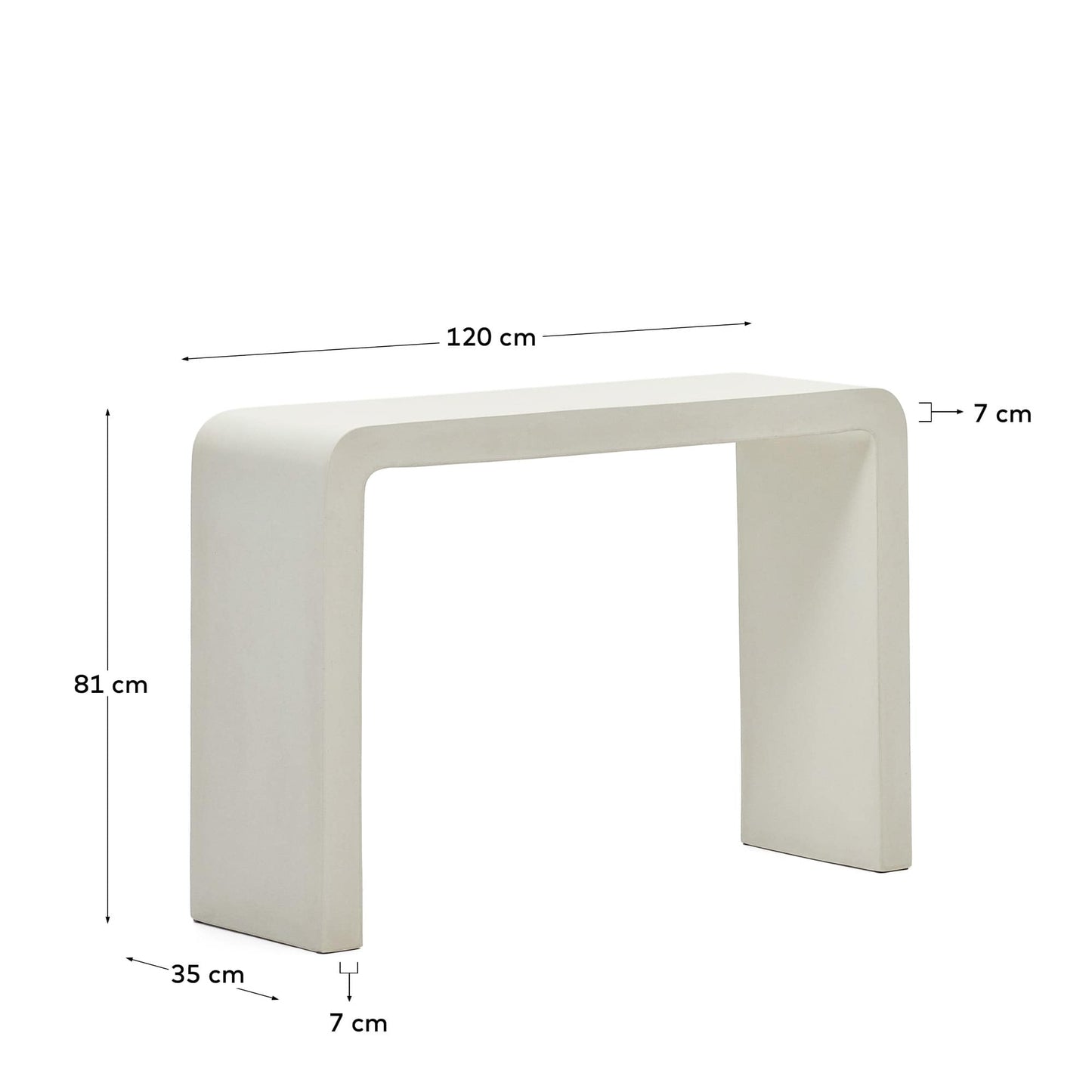 Consolle Aiguablava in cemento bianco 120 x 80 cm