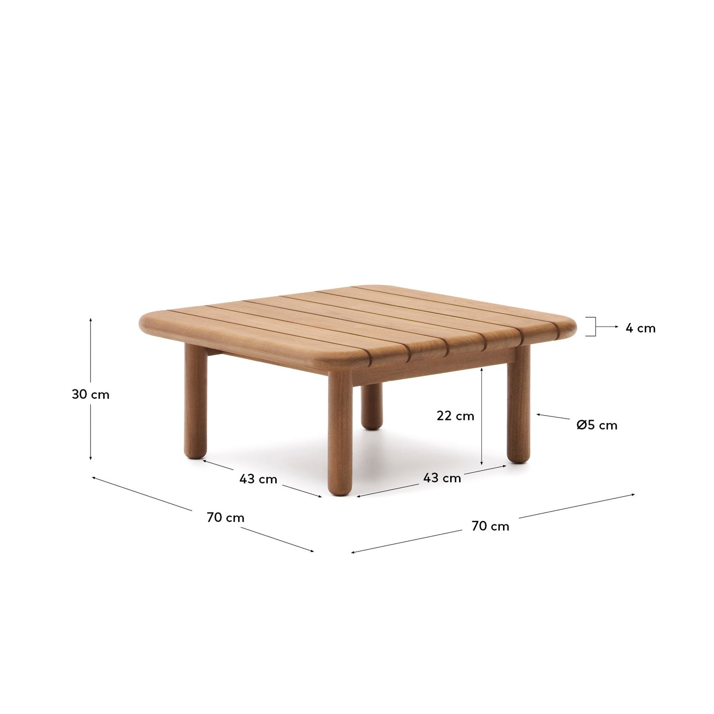 Tavolino da salotto Turqueta in legno massiccio di teak 70 x 70 cm