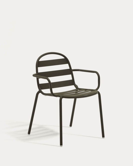 Sedia da esterno Joncols in alluminio verniciato verde