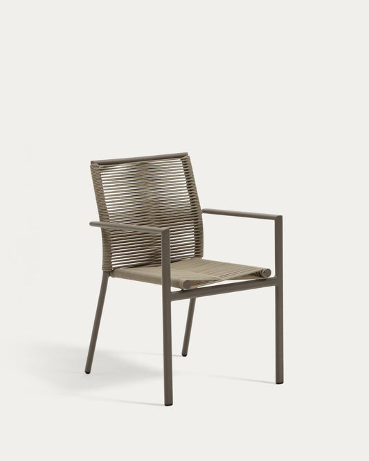 Sedia da esterno Culip in corda ed alluminio marrone