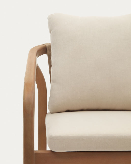 Sedia Malaret in legno massello di eucalipto e corda beige
