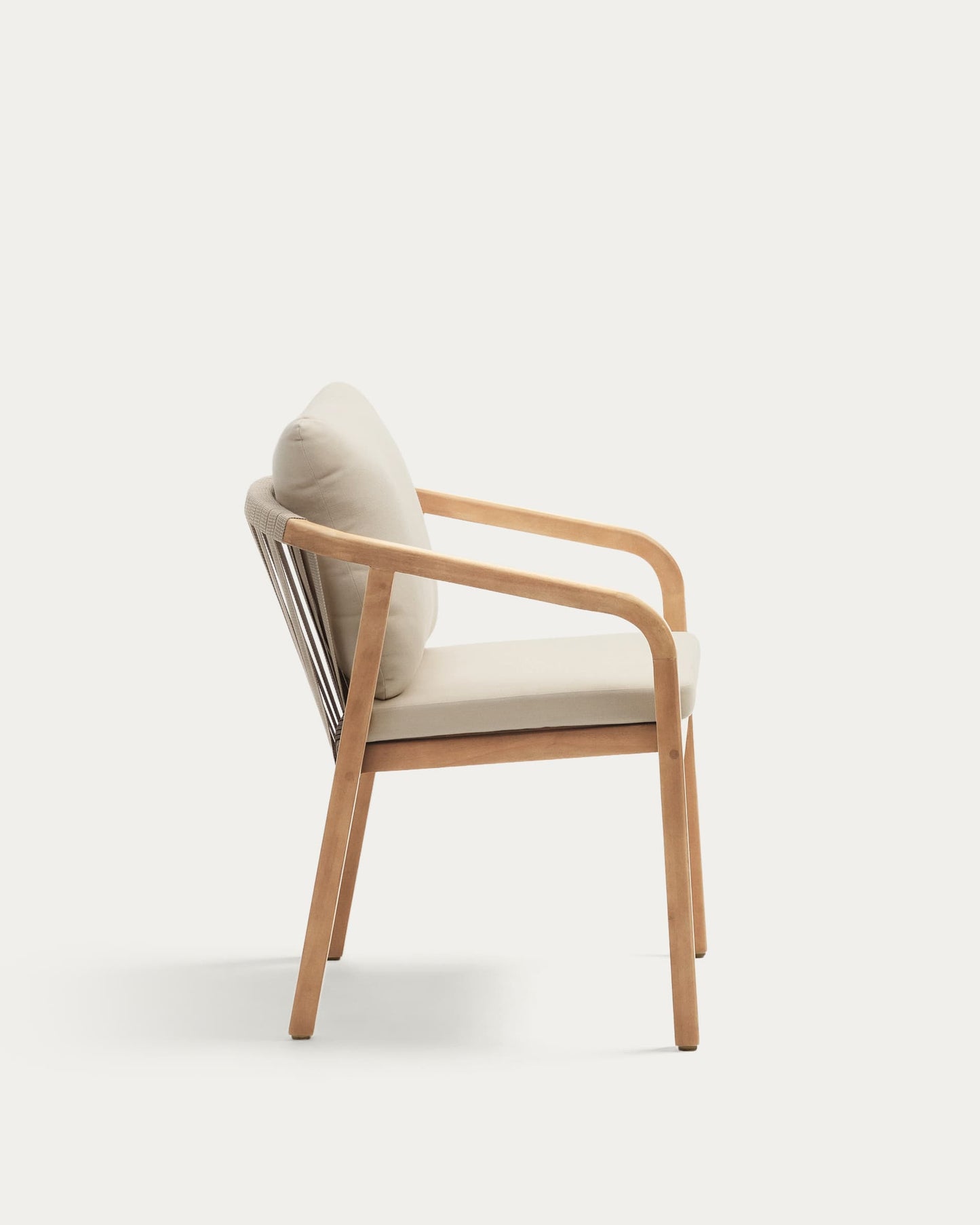 Sedia Malaret in legno massello di eucalipto e corda beige