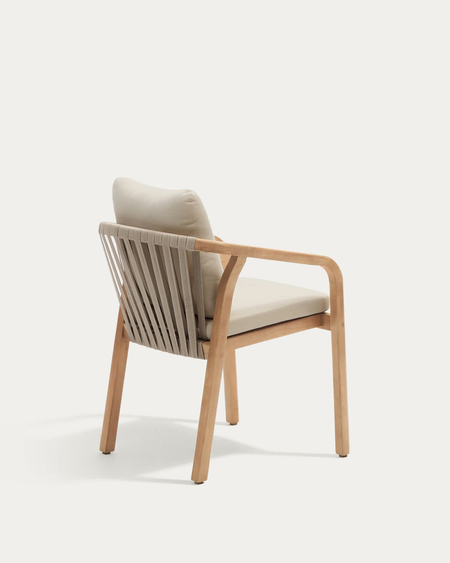 Sedia Malaret in legno massello di eucalipto e corda beige