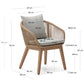Sedia Portalo in corda beige e gambe in legno massello di acacia