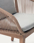 Sedia Portalo in corda beige e gambe in legno massello di acacia