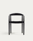 Sedia impilabile Ydalia in legno massello di teak con finitura nera e corda nera
