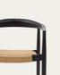 Sedia impilabile Ydalia in legno massello di teak con finitura nero e corda di rattan sintetico