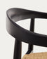 Sedia impilabile Ydalia in legno massello di teak con finitura nero e corda di rattan sintetico