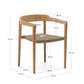 Sedia impilabile Icaro in legno massiccio di teak con finitura naturale e corda in beige