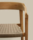 Sedia impilabile Icaro in legno massiccio di teak con finitura naturale e corda in beige