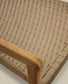Sedia impilabile Icaro in legno massiccio di teak con finitura naturale e corda in beige