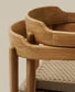 Sedia impilabile Icaro in legno massiccio di teak con finitura naturale e corda in beige