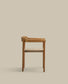 Sedia impilabile Icaro in legno massiccio di teak con finitura naturale e corda in beige