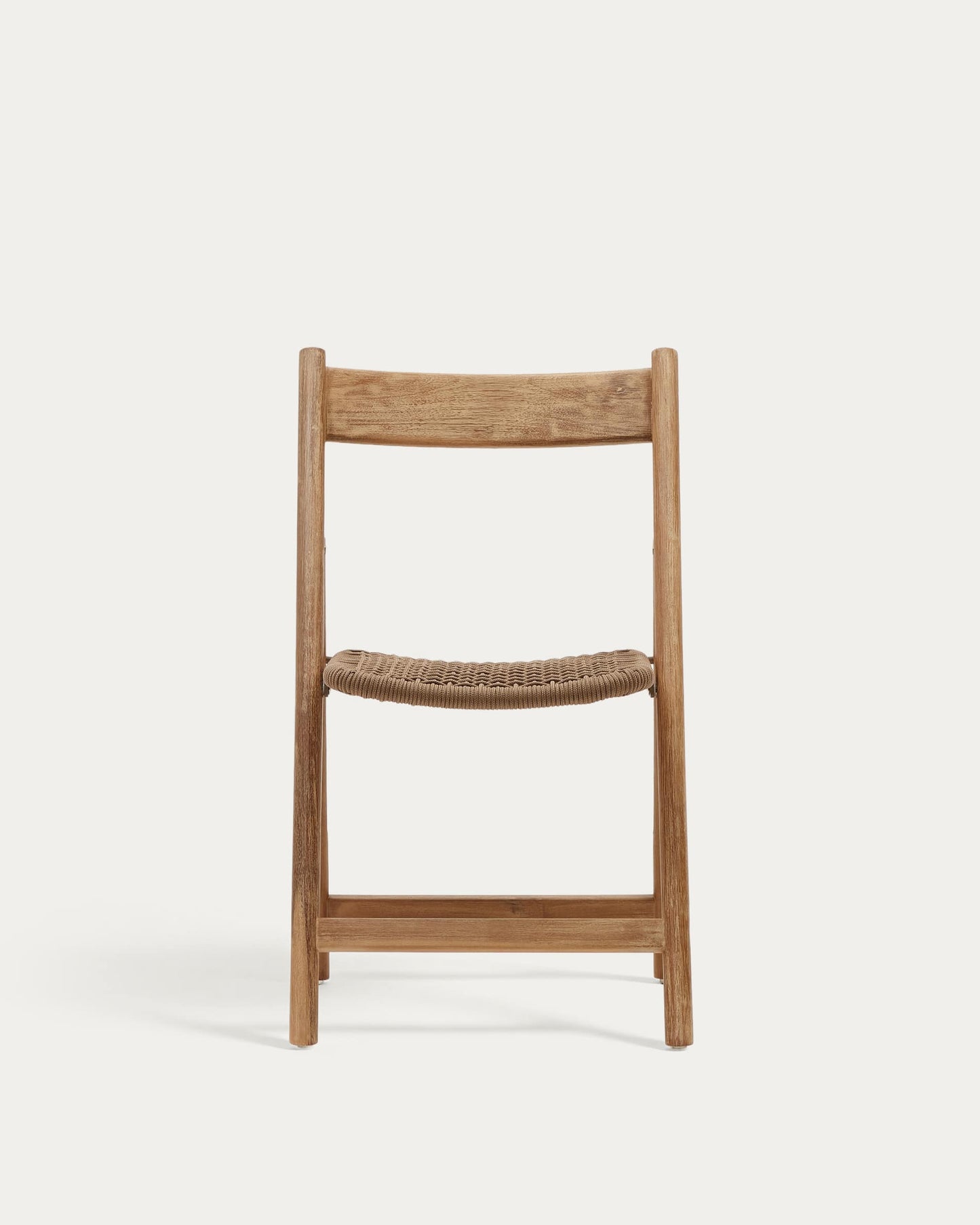 Sedia pieghevole Dandara in legno massiccio di acacia e struttura in acciaio con corda beige