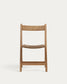 Sedia pieghevole Dandara in legno massiccio di acacia e struttura in acciaio con corda beige