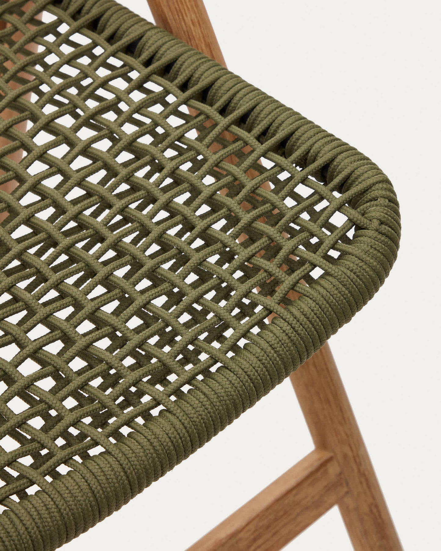 Sedia pieghevole Dandara in legno massiccio di acacia e struttura in acciaio con corda verde