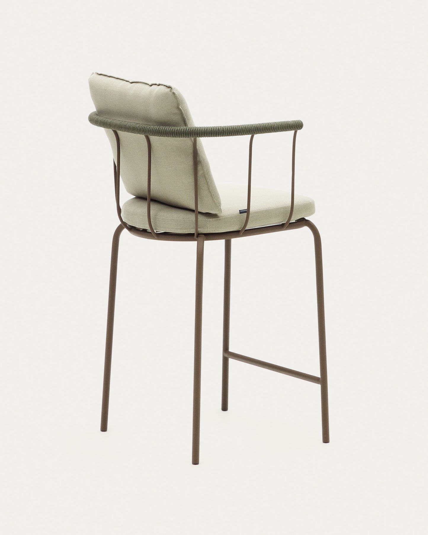 Sgabello Salguer in corda e acciaio con finitura marrone 66 cm