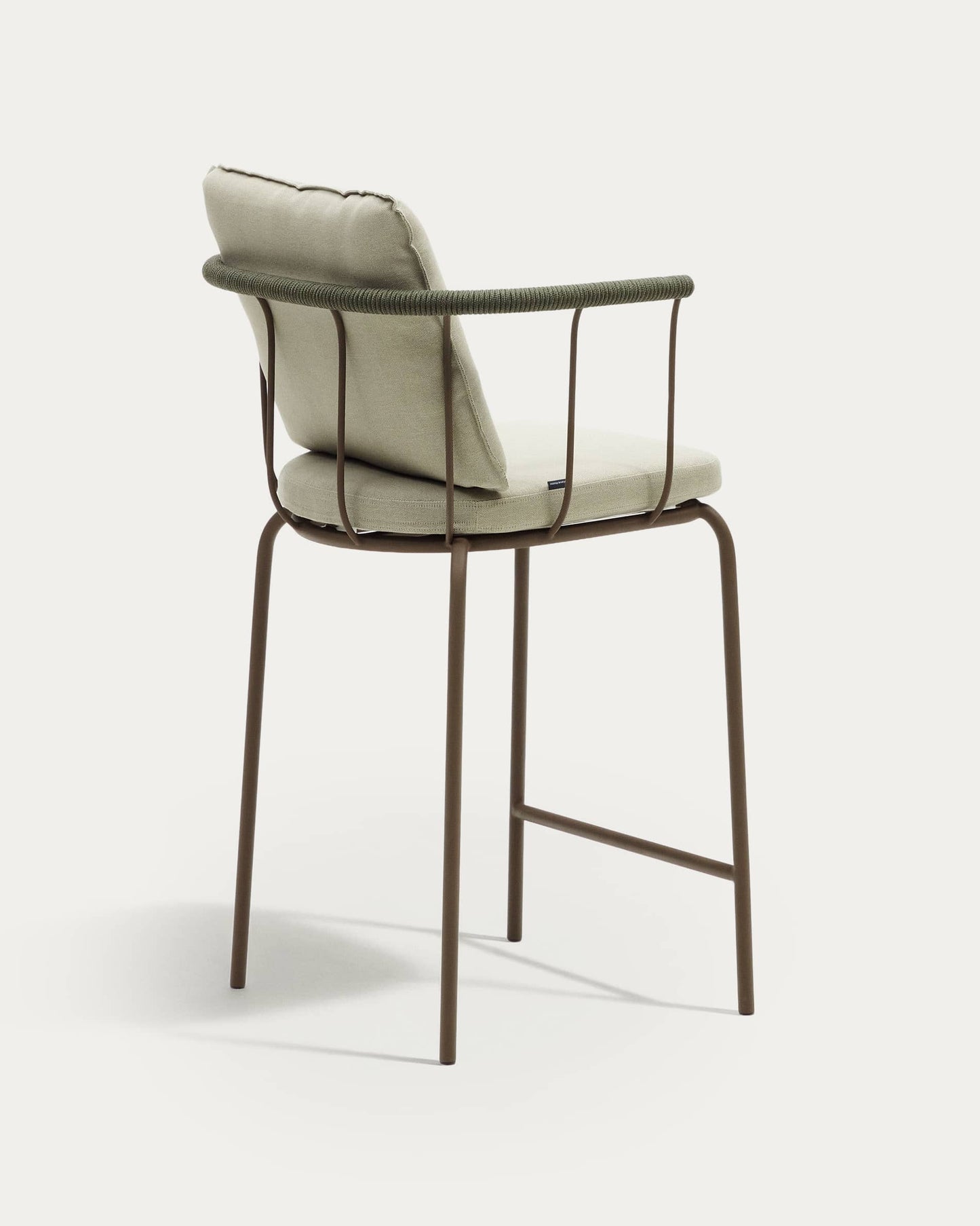 Sgabello Salguer in corda e acciaio con finitura marrone 66 cm